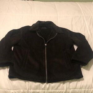 Access A Claiborne Company fake fur lined chocolate color faux suede coat unisex